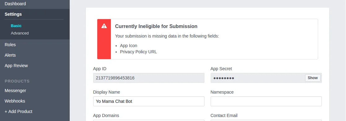 Facebook Ineligible