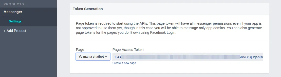 Facebook Token Generation